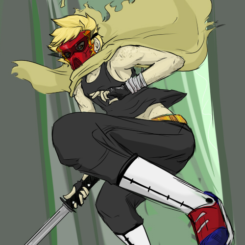 cloud dirk_strider gasmask low_angle solo strong_outfit strong_tanktop unbreakable_katana