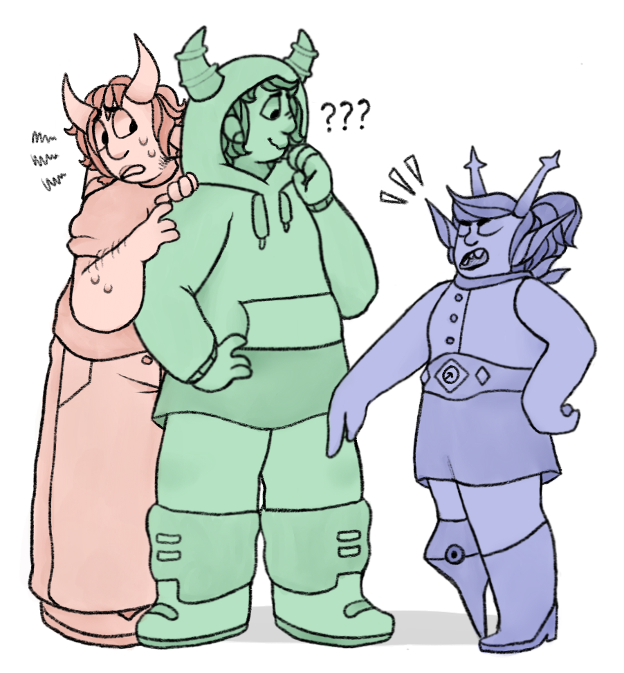 ? artificial_limb fake_horns hiveswap joey_claire nihkee_moolah size_difference spacevoicee xefros_tritoh