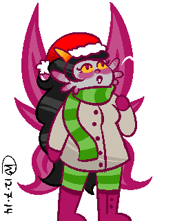blush easily-amuseddd feferi_peixes godtier hat holidaystuck no_glasses solo transparent wings_only winter