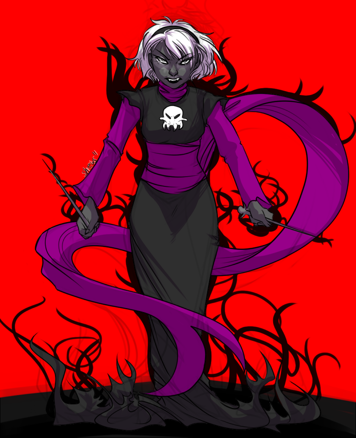 black_squiddle_dress fac3ache grimdark panel_redraw rose_lalonde solo thorns_of_oglogoth