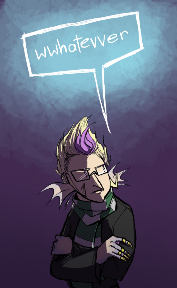 arms_crossed au crossover dojo eridan_ampora harry_potter humanized solo text word_balloon