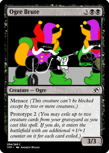 book card colonel_sassacre's_daunting_text_of_magical_frivolity_and_practical_japery crossover john_egbert magic_the_gathering midair ogre pogo_hammer sprite_mode starter_outfit strife text weapon