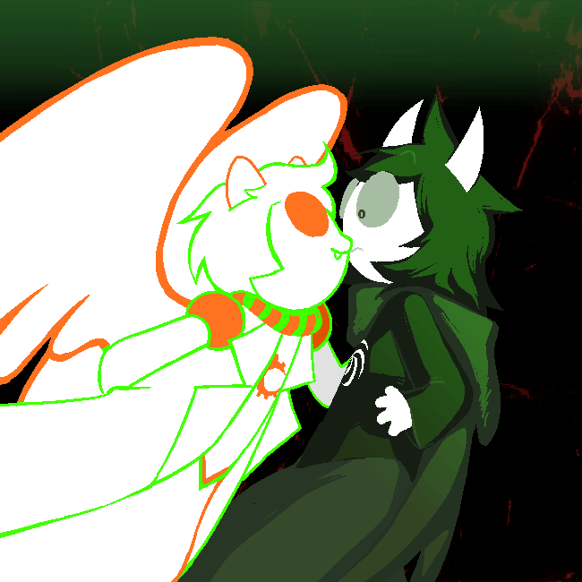 animated catdogcrow davepetasprite^2 dogtier epilepsy_warning godtier jade_harley kiss paperseverywhere shipping space_aspect sprite witch