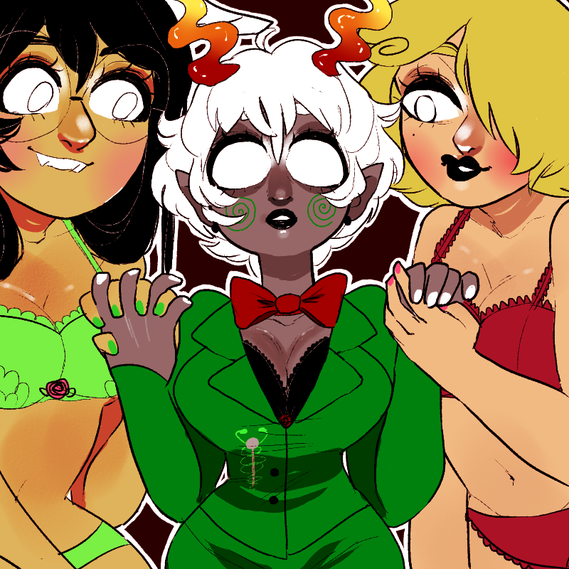 blood_sisters callie_ohpeee calliope deleted_source dogtier dream_ghost holding_hands jade_harley multishipping redrom roxy_lalonde shipping sircuddlebuns snake_wine undergarments witches_brew