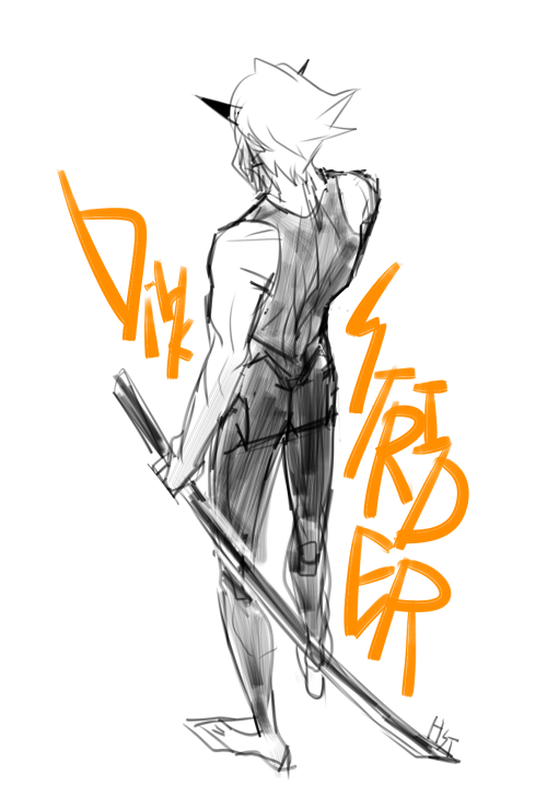 back_angle dirk_strider high_angle highlight_color hst solo strong_outfit strong_tanktop unbreakable_katana