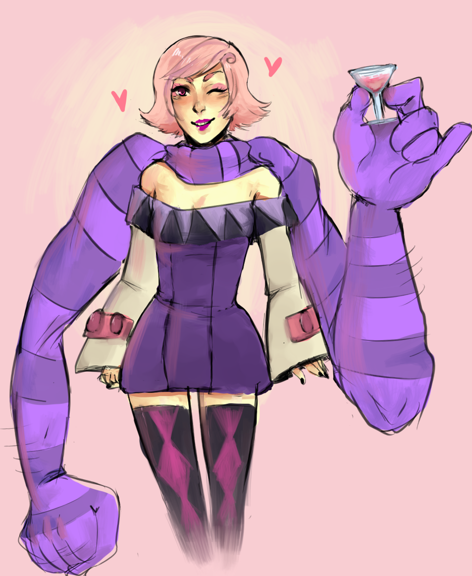 alcohol cocktail_glass crossover heart oremi roxy's_striped_scarf roxy_lalonde skullgirls solo wonk