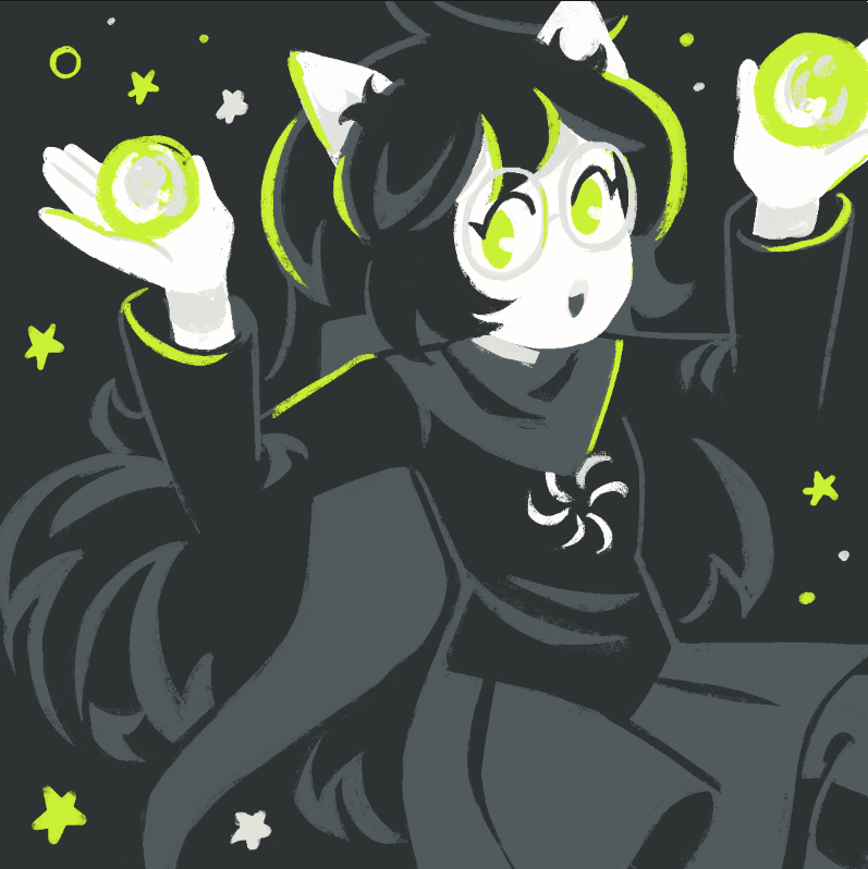 carnivorouscormorant dogtier godtier jade_harley limited_palette solo space_aspect stars witch