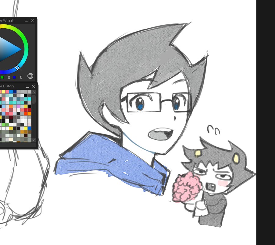 2026 art_program_in_frame blush breath_aspect communism flowers fullres godtier headshot heir john_egbert karkat_vantas r_ch07 redrom shipping starter_outfit sweat
