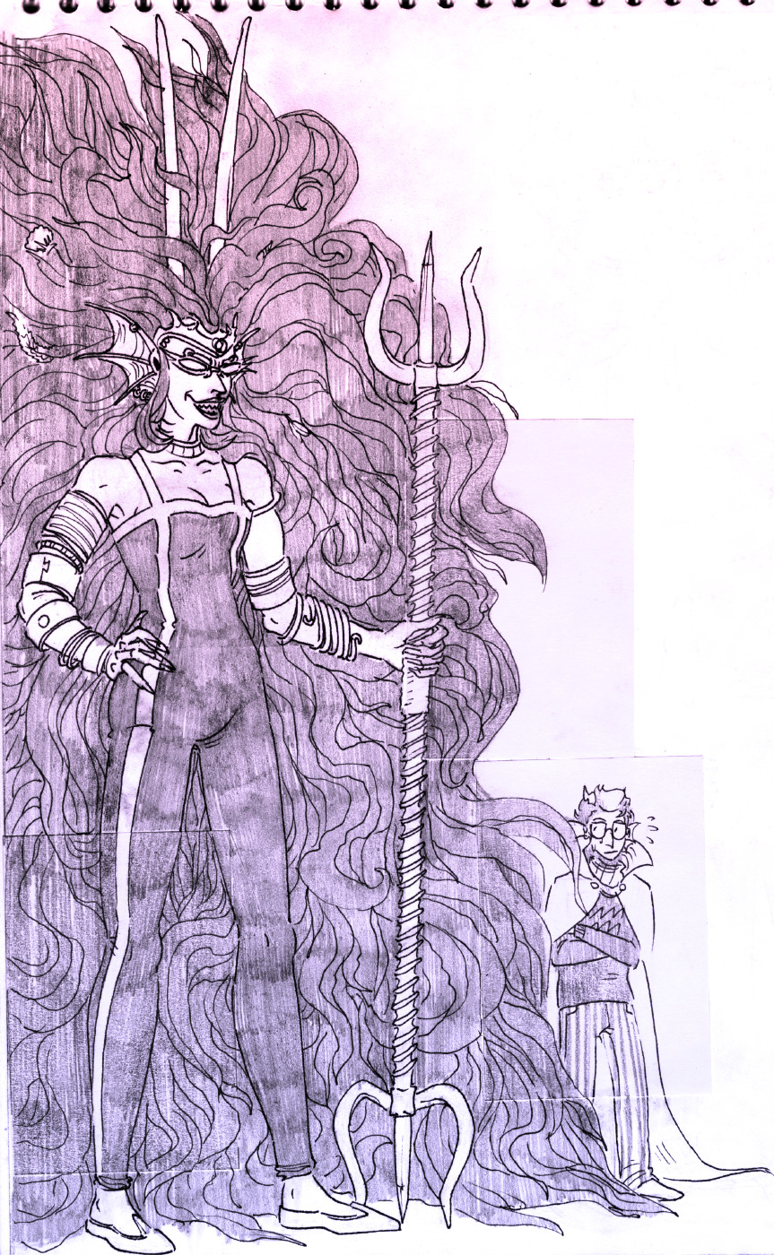 ancestors arms_crossed deleted_source eridan_ampora hairterror her_imperious_condescension psidon's_trident size_difference sleepysnakecatcher