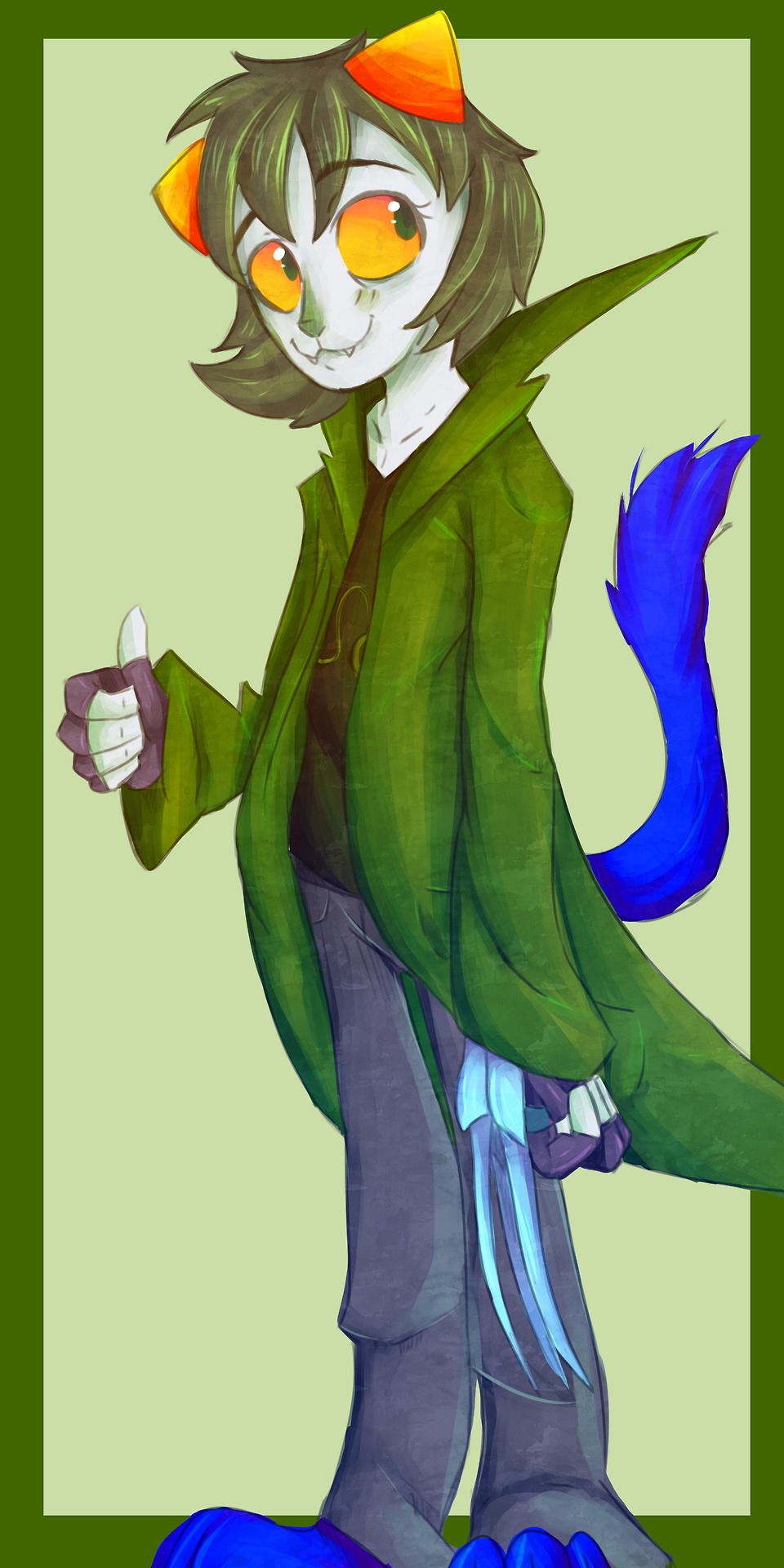 action_claws jake-spanglish nepeta_leijon no_hat solo thumbs_up