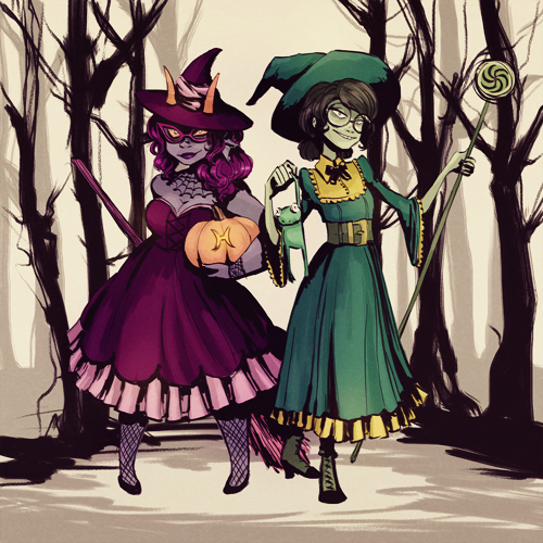 autumn feferi_peixes halloweenstuck jade_harley melia pumpkin trees witch