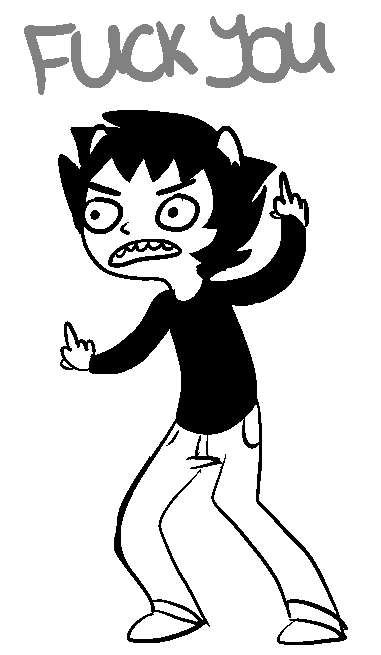 animated deleted_source grayscale karkat_vantas lineart solo text the_finger