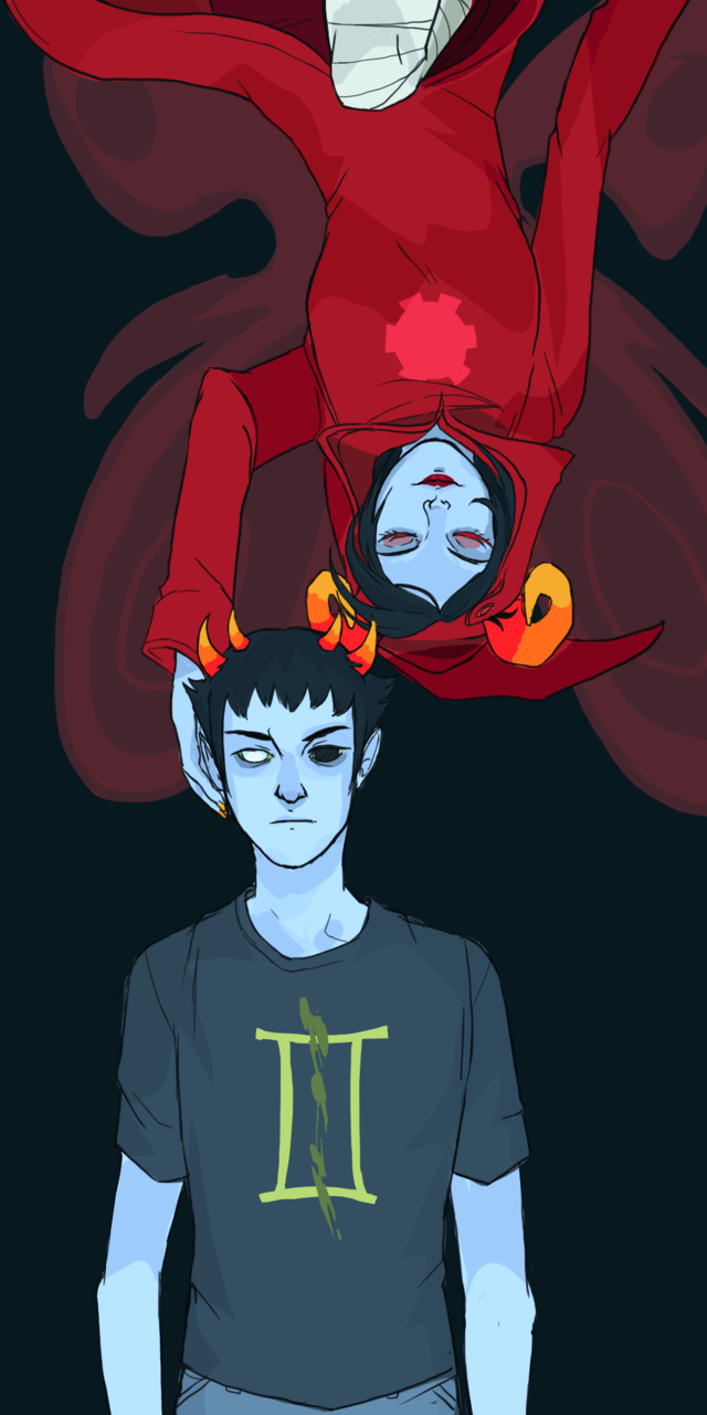 2011 2spooky aradia_megido blood godtier half_ghost maid no_glasses redrom rumminov shipping sollux_captor starter_outfit time_aspect upside_down