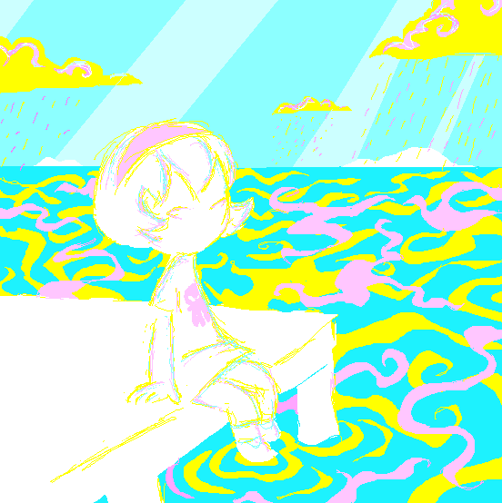 broken_source clouds genaleah land_of_light_and_rain ocean rose_lalonde sitting solo starter_outfit
