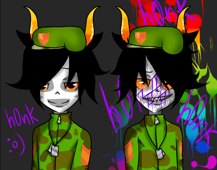 :o) blood crossover gamzee_makara happy_tree_friends honk mad-about-usuls multiple_personas sober_gamzee solo