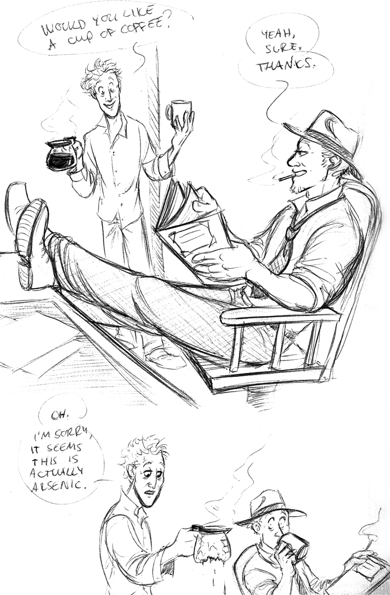 beverage comic grayscale pickle_inspector problem_sleuth problem_sleuth_(adventure) sannam sketch