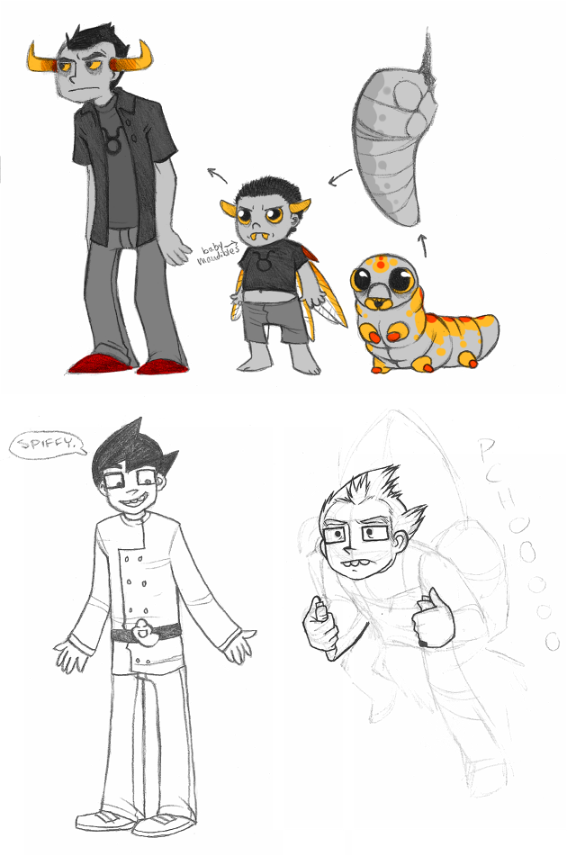 art_dump grubs john_egbert junior_ectobiologist's_lab_suit source_needed sourcing_attempted starter_outfit tavros_nitram text wise_guy_slime_suit word_balloon