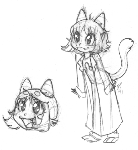 2011 cat_hat diabetes grayscale maddeningstump monochrome nepeta_leijon no_hat pencil sketch solo starter_outfit