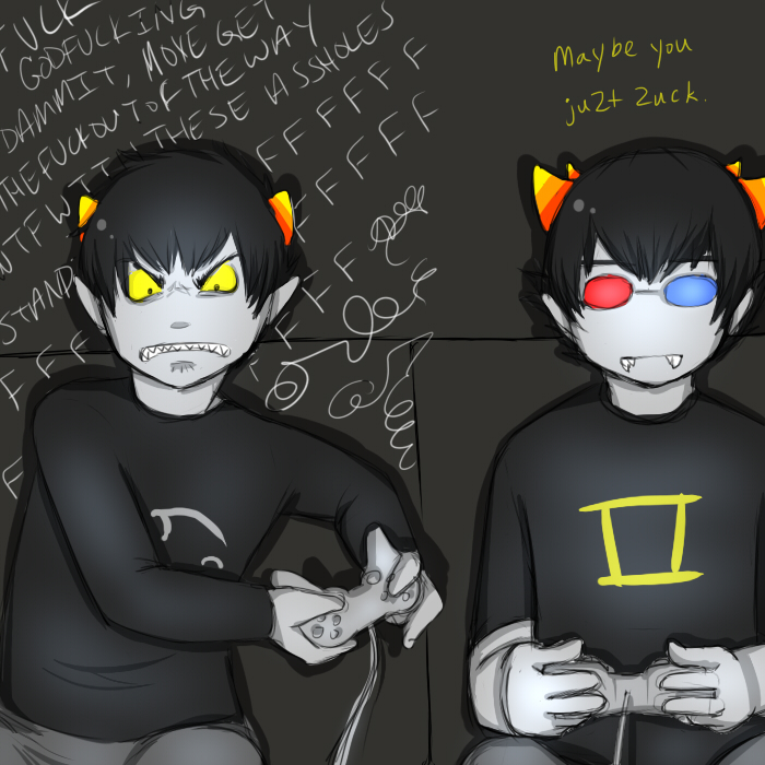 2011 couch gaming karkat_vantas sitting sollux_captor starter_outfit text