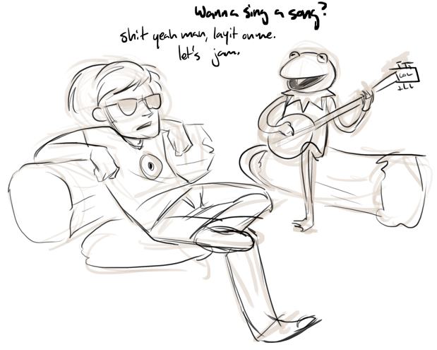 crossover dave_strider grayscale instrument lineart myluckyseven sketch the_muppets