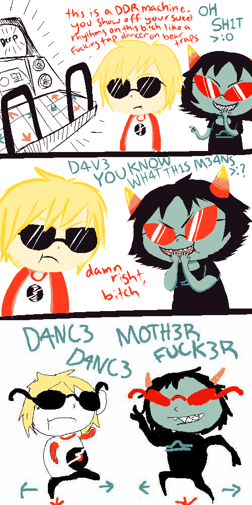 &gt;:? animated comic dave_strider ddr gaming red_baseball_tee terezi_pyrope the_everlasting_ash