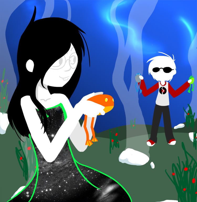 3_in_the_morning_dress chichimi dave_strider frogs jade_harley land_of_frost_and_frogs red_baseball_tee