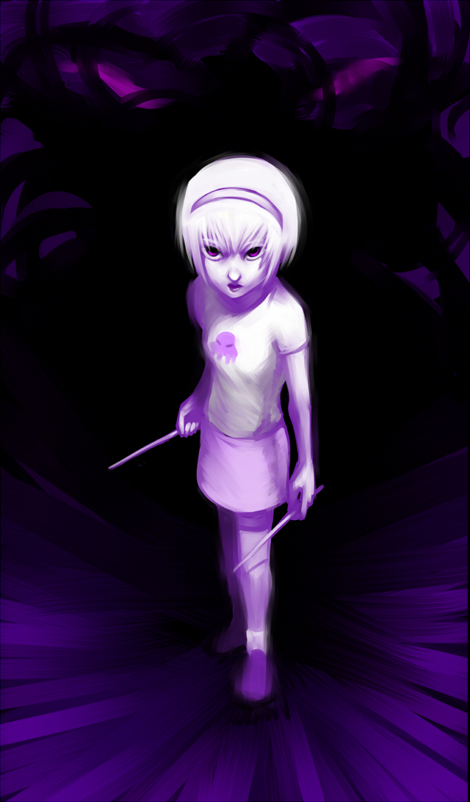 high_angle horrorterrors knitting_needles limited_palette rose_lalonde solo starter_outfit t1mco