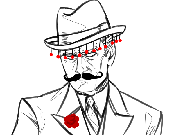 2012 dd diamonds_droog facial_hair fashion flowers fullres grayscale hat headshot highlight_color humanized lineart mexican_clothes solo tricotee umbritis