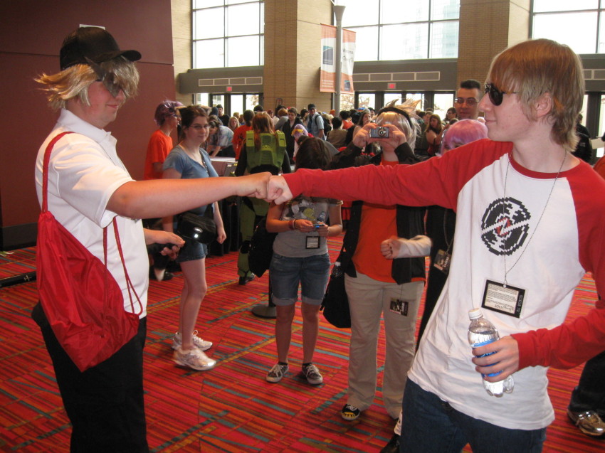 2011 bro cosplay dave_strider fistbump real_life red_baseball_tee source_needed sourcing_attempted