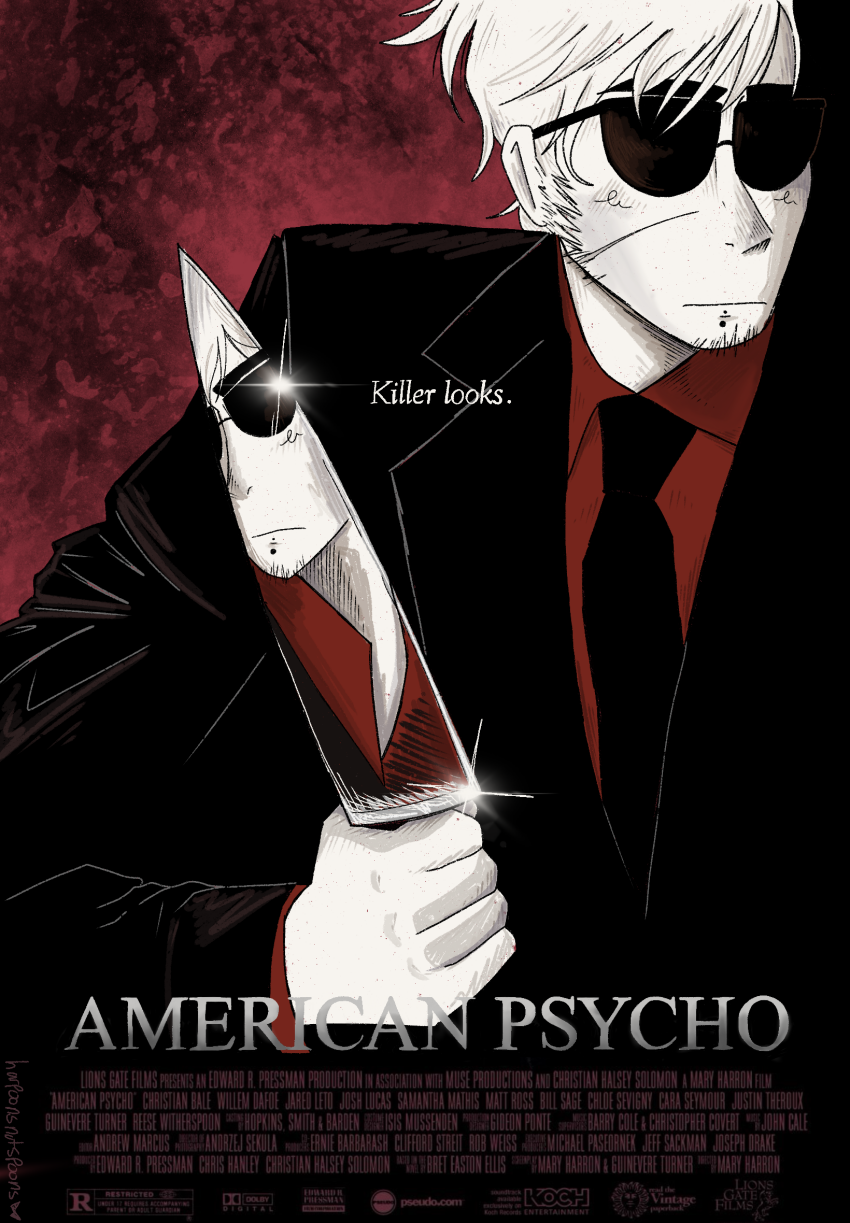 2024 alpha_dave american_psycho crossover dave_strider formal harpoonsnotspoons knife parody pastiche reflection solo suit text