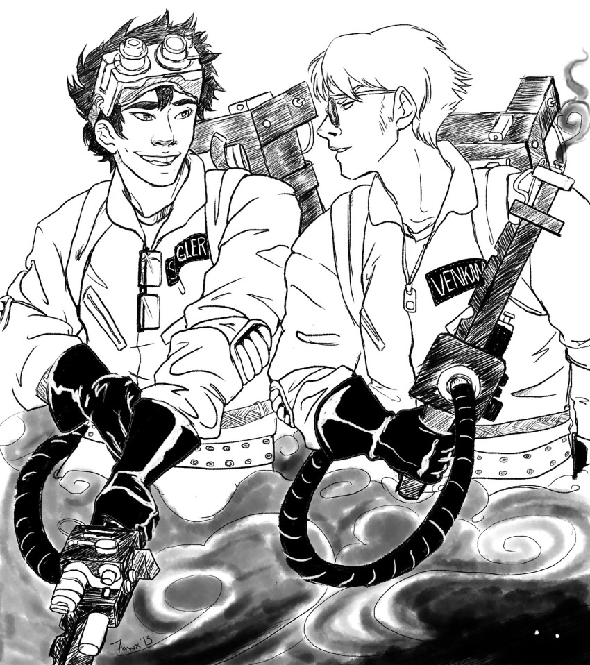 crossover dave_strider ghostbusters grayscale john_egbert no_glasses tehfawx