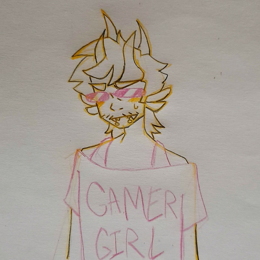 2023 agender-john blind_sollux candy_timeline casual facial_hair headshot homestuck^2 lineart sollux_captor solo text