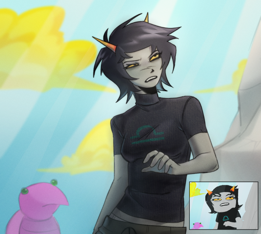 2026 blackoutbruh clouds consorts fullres land_of_light_and_rain no_glasses panel_redraw seeing_terezi solo starter_outfit terezi_pyrope turtles