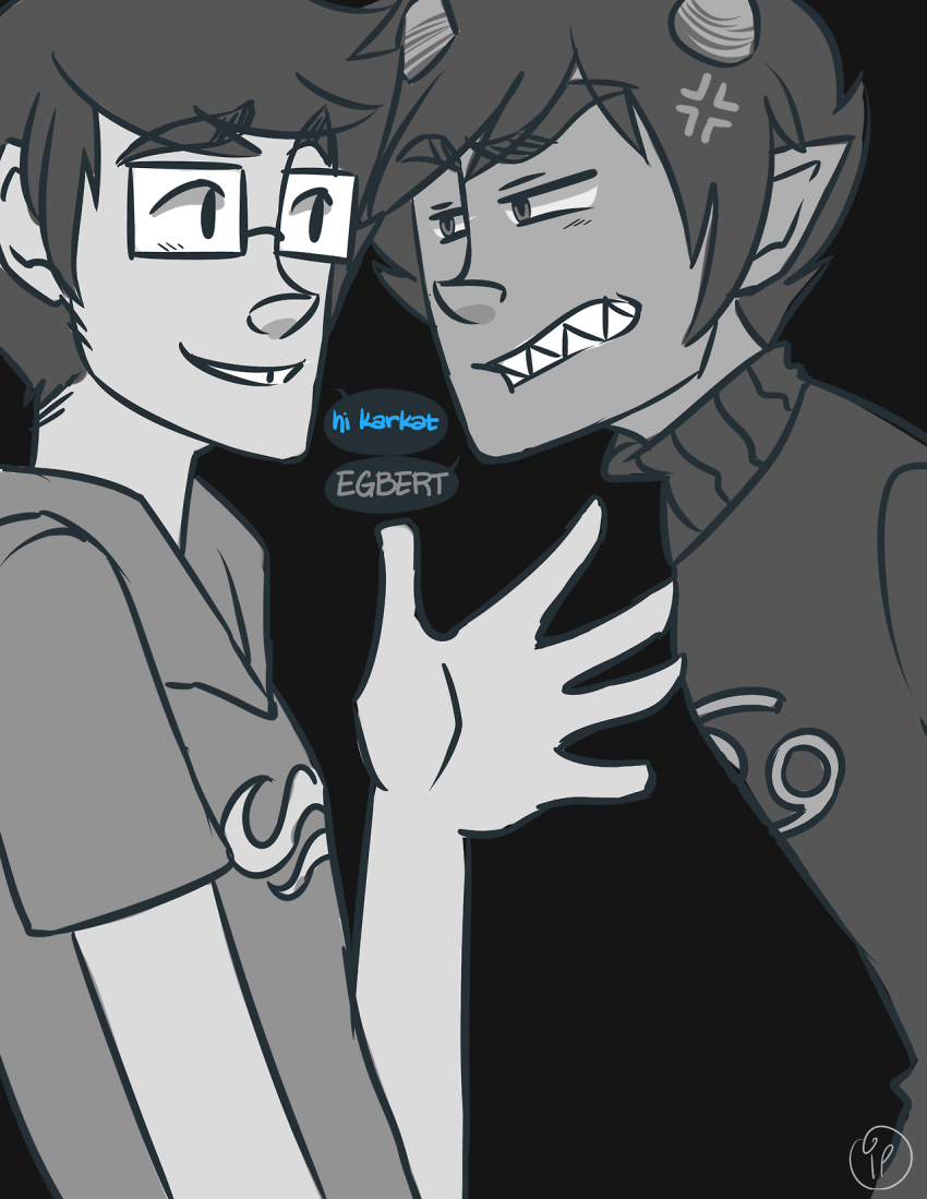 2013 blackrom breath_aspect communism godtier heir highlight_color incessantlyphlegmatic john_egbert karkat_vantas shipping starter_outfit word_balloon