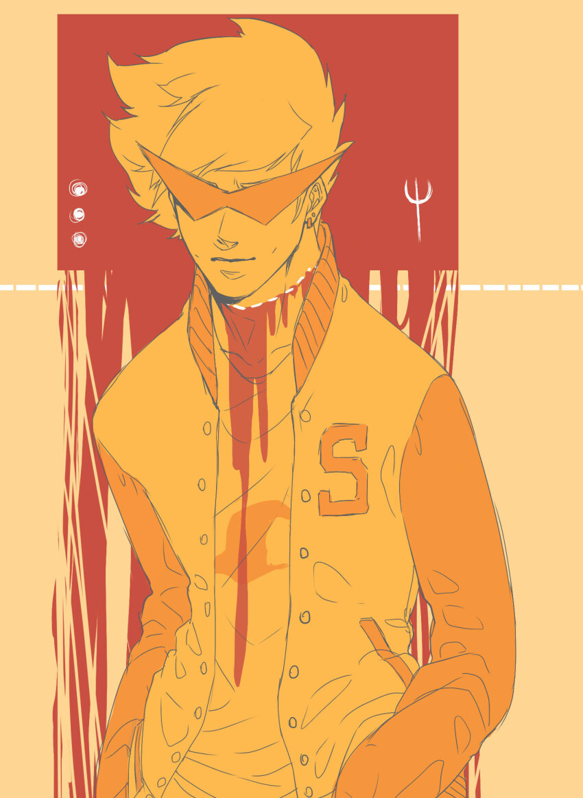 2013 blood body_modification casual dirk_strider fullres highlight_color madcarnival monochrome solo starter_outfit