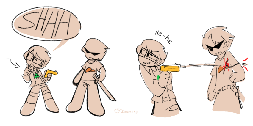 2026 blood comic dirk_strider fullres golden_guns grayscale highlight_color iamanpy impalement jake_english katana lineart monochrome profile pumpkin_patch redrom shipping sketch starter_outfit strife text word_balloon