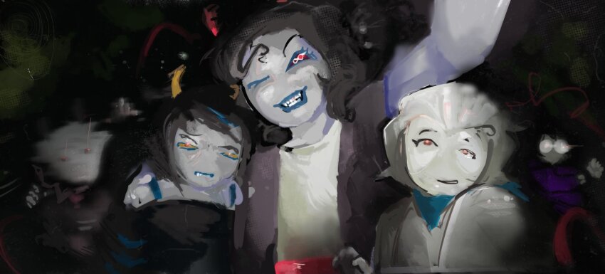 2026 arm_around_shoulder c1ubdeuce candy_kids candy_timeline fullres harry_anderson_egbert helltier homestuck:_beyond_canon no_glasses selfie starter_outfit tavros_crocker vriska_maryam-lalonde vriska_serket wonk yiffany_longstocking_lalonde_harley
