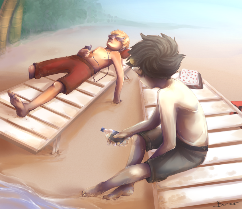 blimpgato dave_strider karkat_vantas red_knight_district redrom shipping summer swimsuit