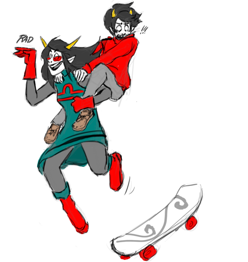 ! carrying dancestors dream_ghost fishmankarate kankri_vantas latula_pyrope midair skateboard