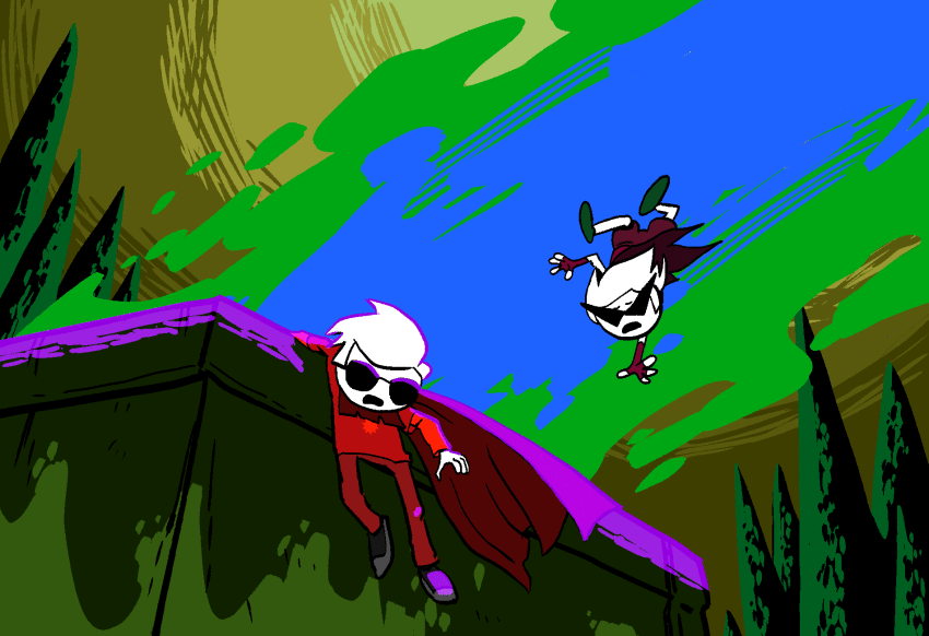 2016 animated dave_strider death_blast dirk_strider flash_asset fullres godtier heart_aspect jaggy_lines knight land_of_tombs_and_krypton midair poinko prince strife time_aspect