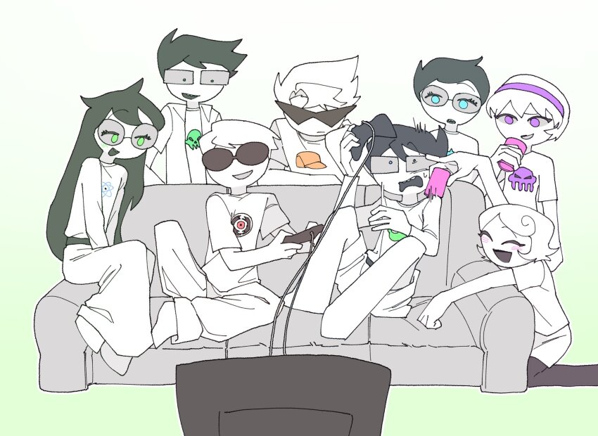 2025 all_kids alpha_kids beloz_hs beta_kids beverage blush couch dave_strider dirk_strider fullres gaming jade_harley jake_english jane_crocker john_egbert kneeling rose_lalonde roxy_lalonde sitting starter_outfit