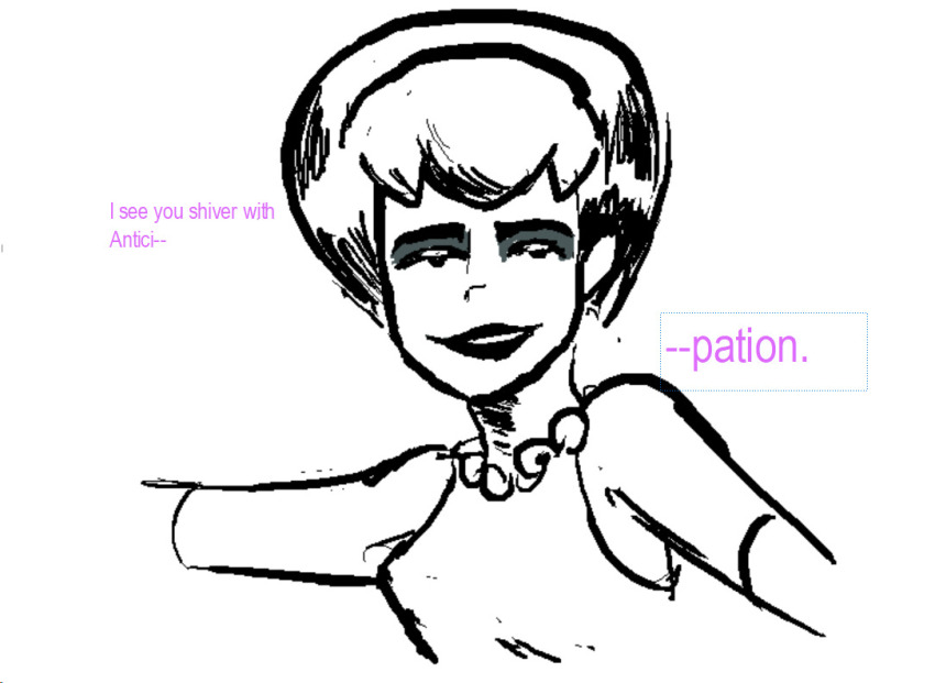 crossover grayscale lineart meatmanuel rocky_horror_picture_show rose_lalonde solo text transtuck
