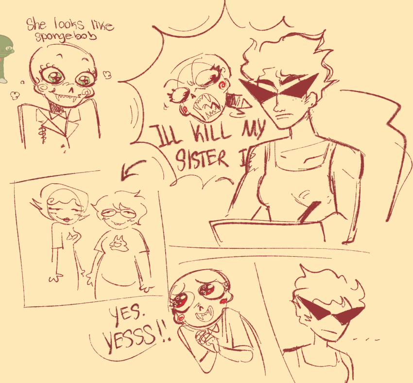 ... 2024 body_modification caliborn calliope dirk_strider freckles fullres highlight_color illustrating jane_crocker melerbytes monochrome roxy_lalonde sketch starter_outfit text transtuck