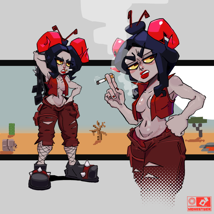 2024 crossover damara_megido dancestors fashion fullres jaggy_lines minecraft smoking solo undergarments vhorgeus