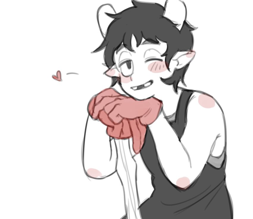 2018 blush fozzer_velyes fullres grayscale heart highlight_color hiveswap hninke monochrome sketch soil_perturber solo starter_outfit wonk