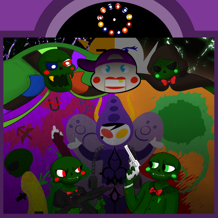 2017 alternate_calliope aspect_powers bard black_rifle blood cairo_overcoat caliborn calliope cherubim clock cover_art denizens dirk_strider dream_ghost dreamself echidna fullres gamzee_makara godtier green_sun head_out_of_frame heart_aspect lil_cal lord_english muse prince rage_aspect smash-cooper space_aspect starter_outfit white_magnum yaldabaoth zodiac_symbol