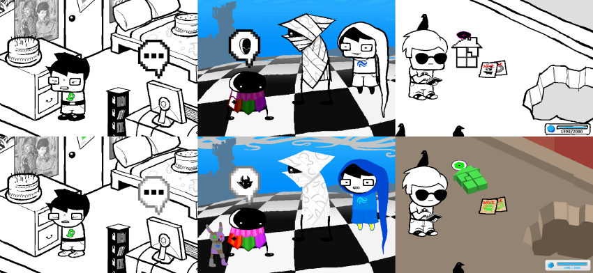 battlefield bec_noir bed breath_aspect cake cd clouds clubs computer courtyard_droll crows dave_strider fullres godtier grist harlequin_uniform headshot heir jack_noir jaggy_lines john_egbert liv_tyler midair native_source pastiche phone radicaldude42 rag_of_souls sburb_logo scars sovereign_slayer sprite_mode starter_outfit wizardly_vassal word_balloon wv