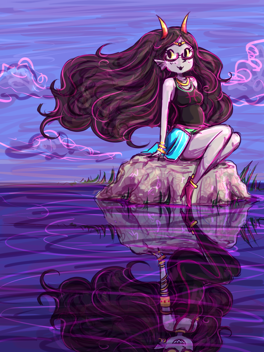 ancestors clouds cosmickidder feferi_peixes her_imperious_condescension ocean peixeses reflection sitting solo