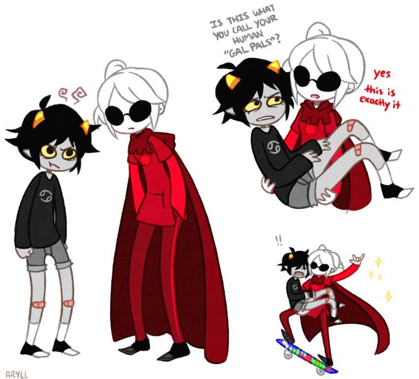 aryll dave_strider karkat_vantas multiple_personas red_knight_district rule63 shipping text
