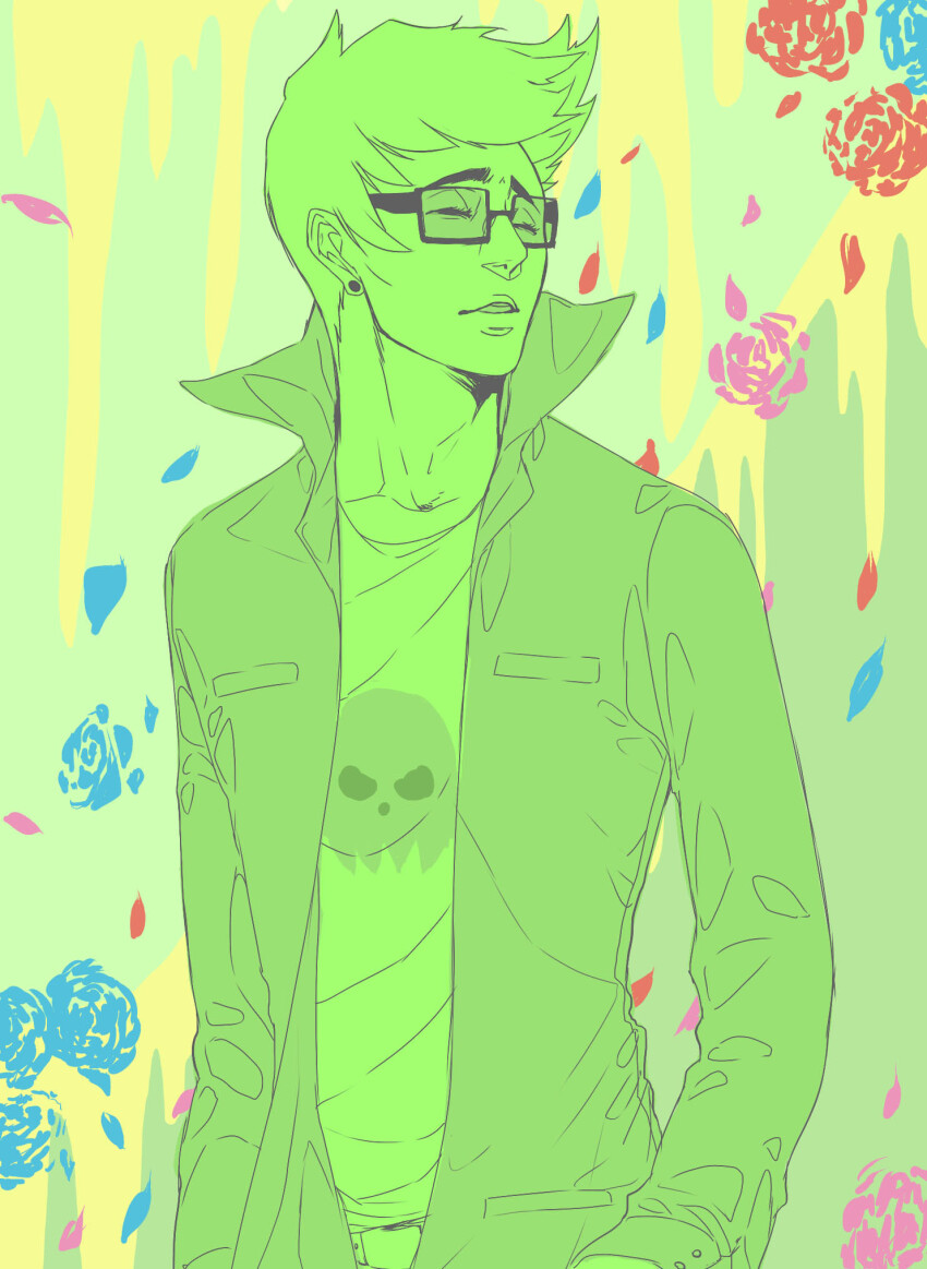 2013 blood body_modification flowers fullres highlight_color jake_english madcarnival monochrome solo starter_outfit